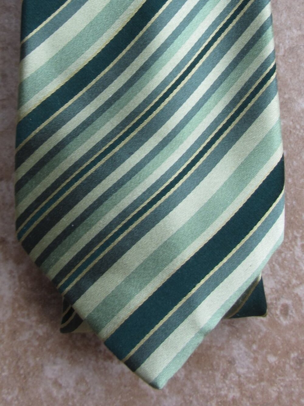 BCBG Attitude Green Stripes Hand Sewn Silk Necktie